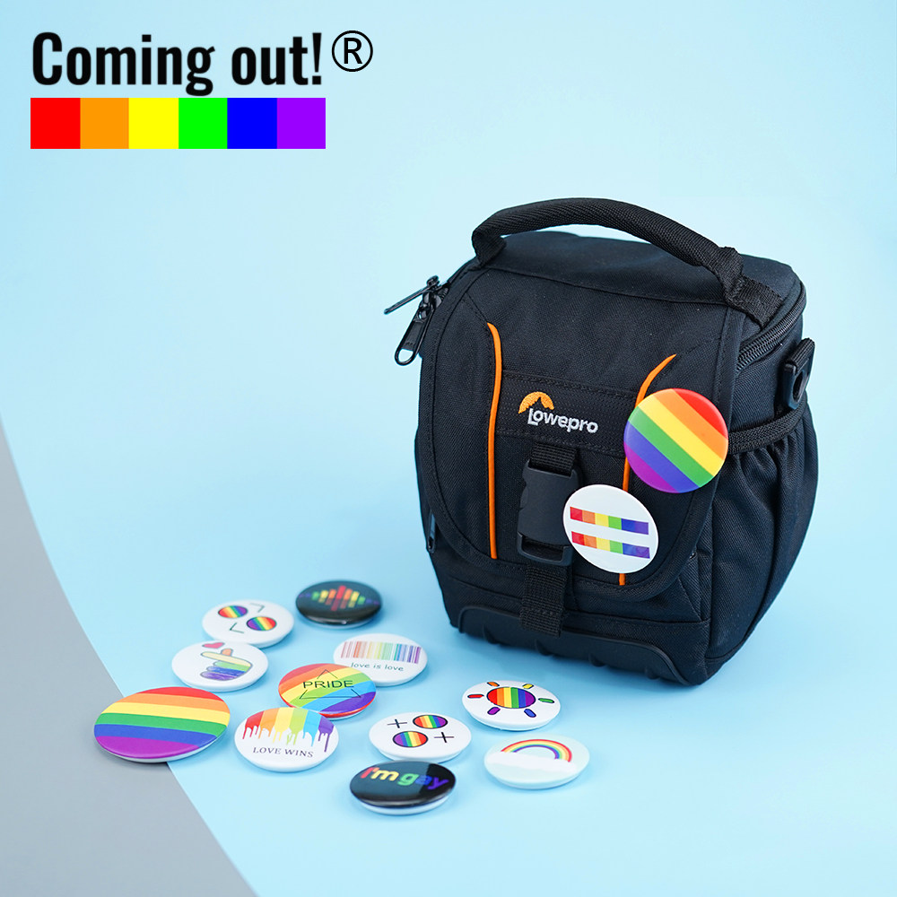 comingout原创lgbt六色彩虹周边马口铁胸针勋章胸针