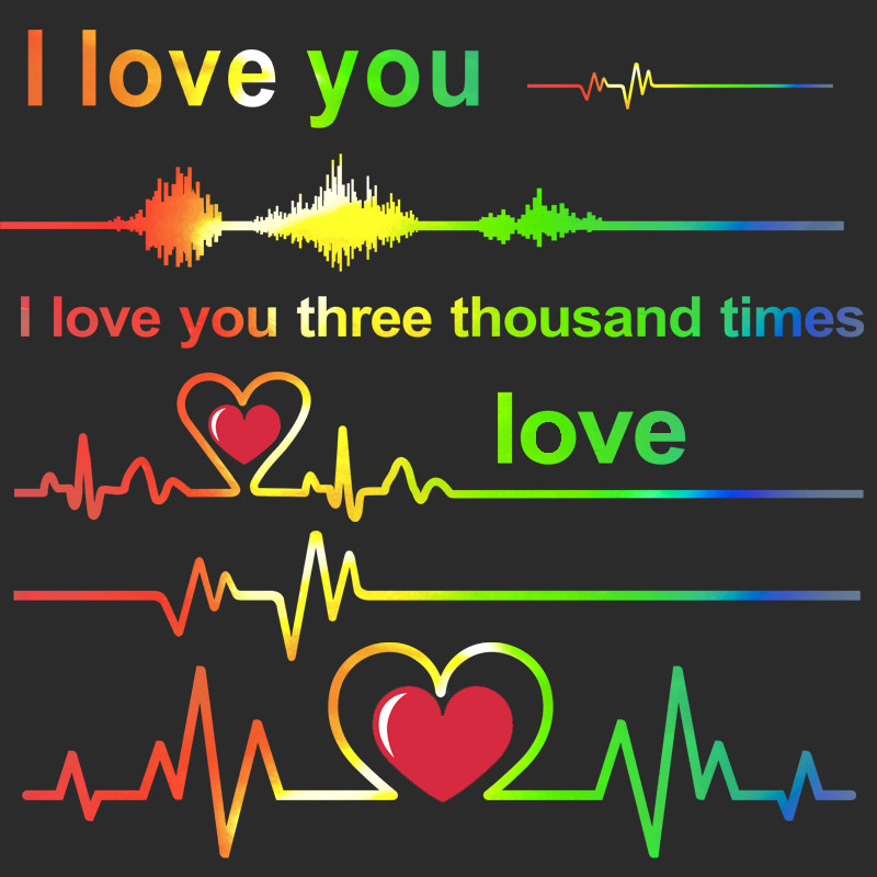 汽车反光心电图车贴创意个性趣味我爱你声波划痕车身汽车装饰贴