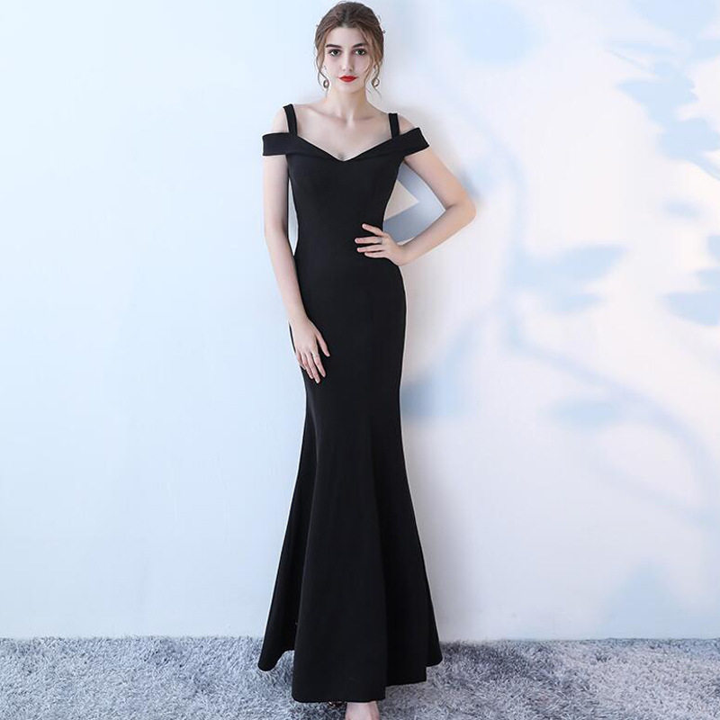 黑色晚礼服2020新款冬季显瘦聚会宴会小礼礼服礼服