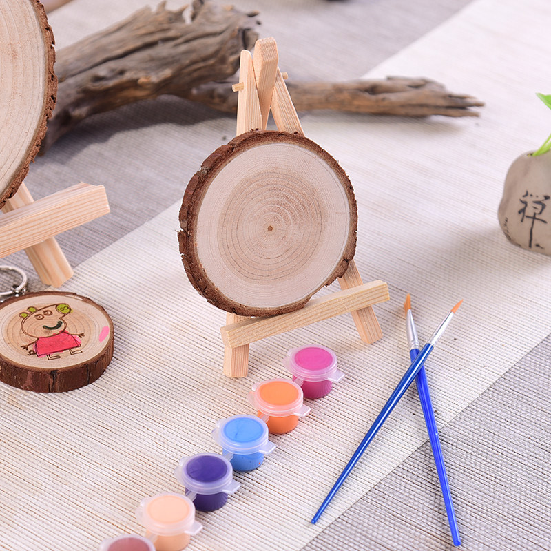 圆木片diy手工绘画画材料幼儿园年轮原木头片装饰背景墙黏土底座