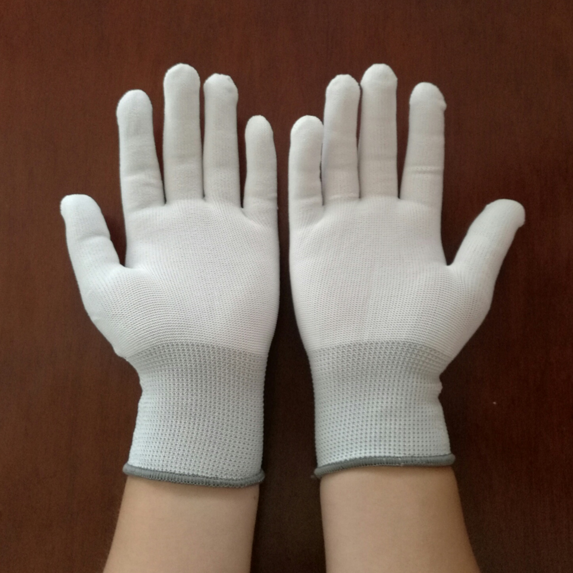 手套尼龙白色工作作业电子厂透气弹力13针涤纶防护手套