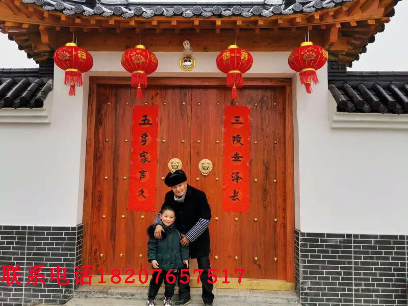 大门实木仿古庭院进户门农村宗祠围墙榆木中式庭院门