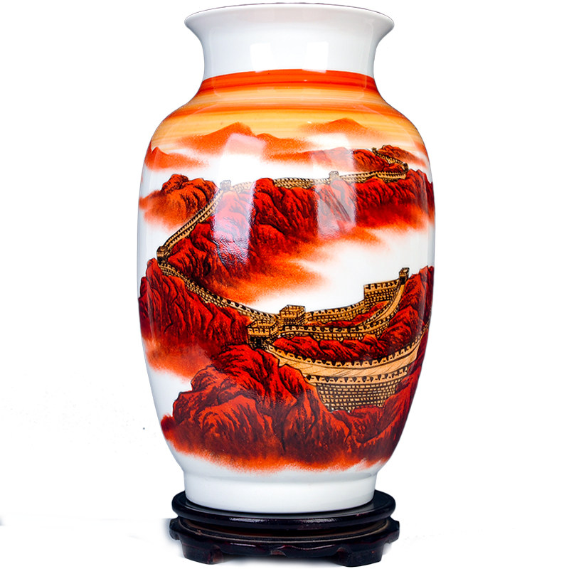 景德镇中式工艺装饰品插花客厅家居陶瓷器新中式长城花瓶