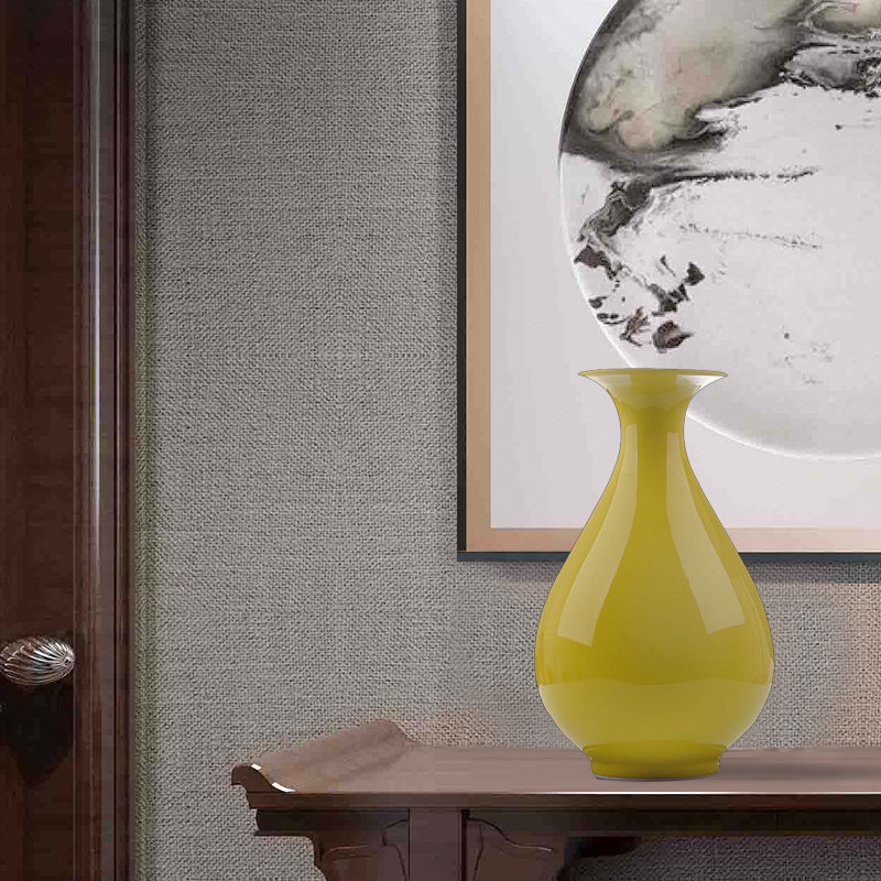 景德镇陶瓷仿古颜色釉干花花瓶新中式客厅玄关家居装饰工艺品摆件