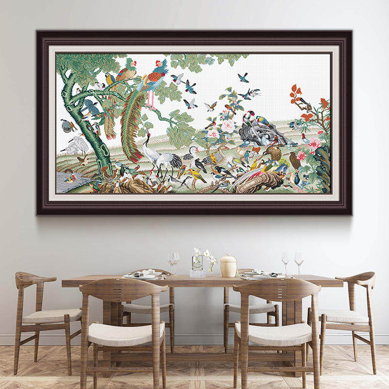 ks十字绣2020百鸟朝凤国画中式客厅背景墙十大传世十字绣套件