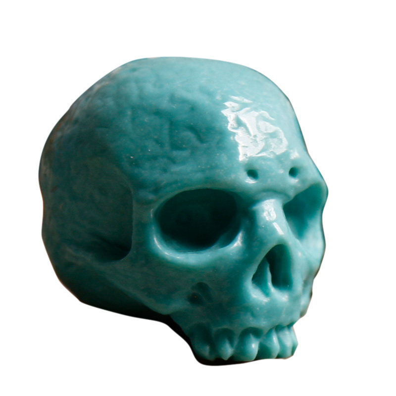 私人定制原矿绿松石雕骷髅恶灵刺骨雕刻阿呆其他diy饰品配件