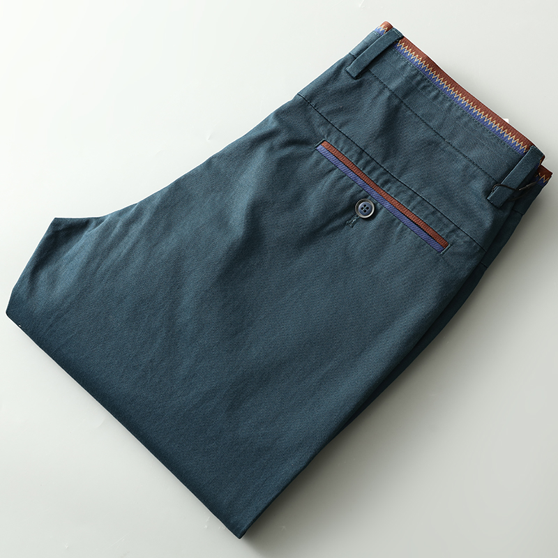 棉质休闲裤男士修身日常休闲长裤子春夏薄款男士通勤休闲男裤