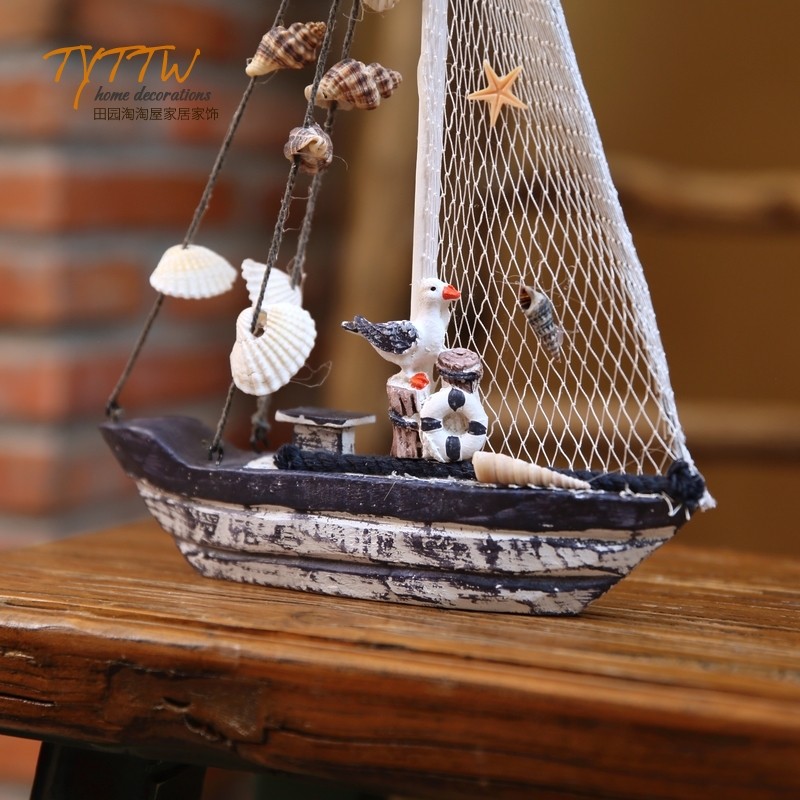 小贝壳帆船做旧手工艺品礼品贝壳摆件