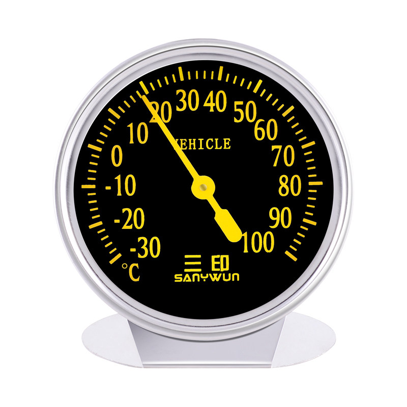 温度计不锈钢汽车车载专用高精度机械电池耐高温座放温湿度计