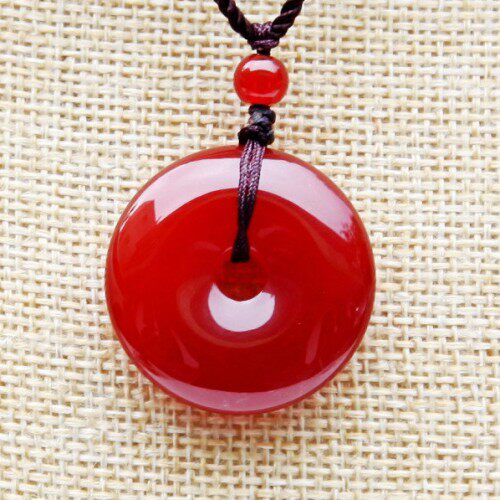 红玛瑙平安扣吊坠男女南红玉石挂件水晶玉髓项链吊坠情侣饰品坠子