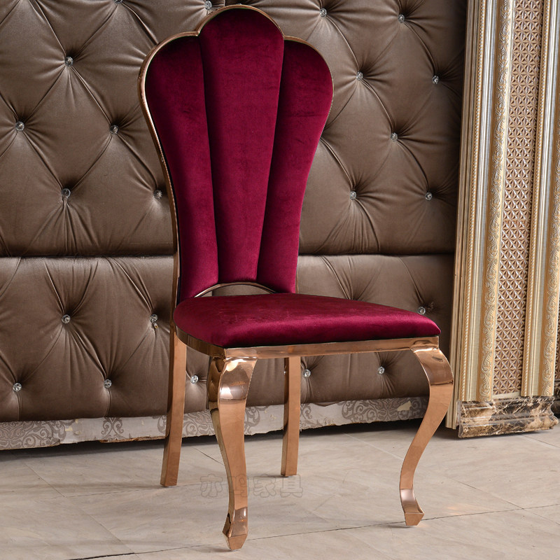 不锈钢餐椅酒店皮椅欧式餐厅椅子轻奢绒布凳子餐椅