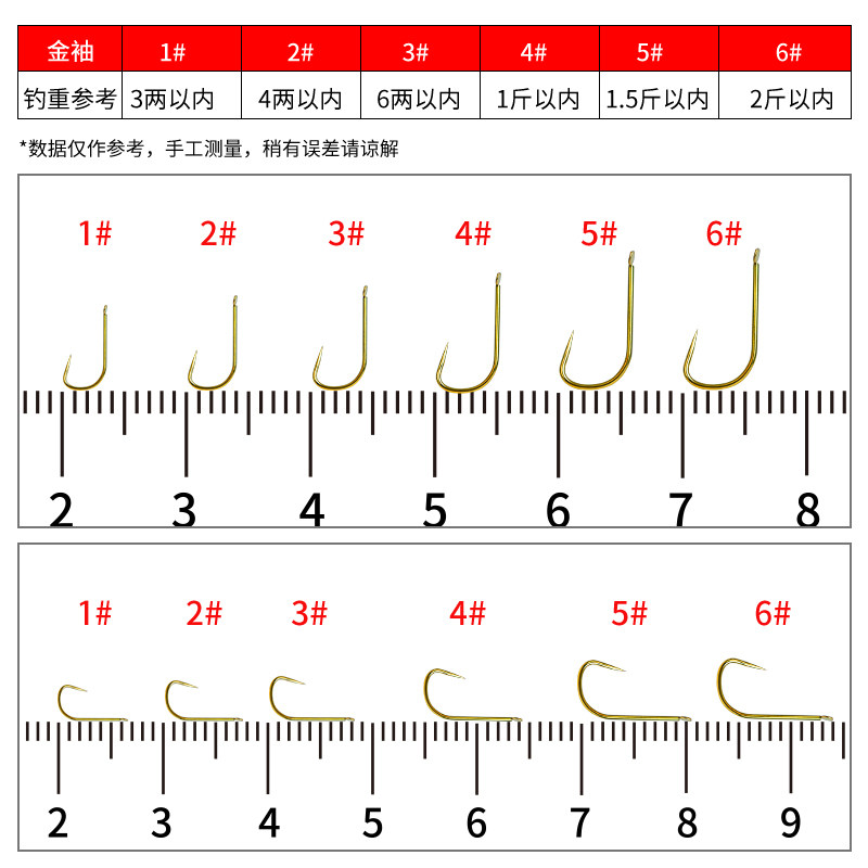 300枚金袖鱼钩散装盒装袖钩鲫鱼钩专用有刺无倒刺钓鱼钩鱼钓鱼勾