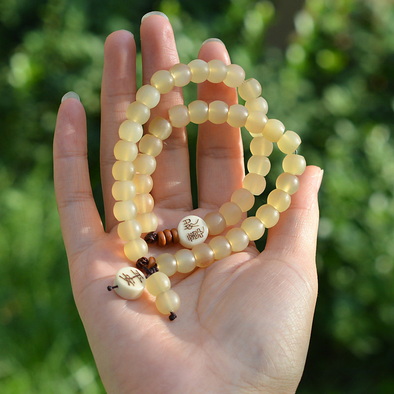 原创西藏老料羊角佛珠手串女清肝明目辟邪转运手串