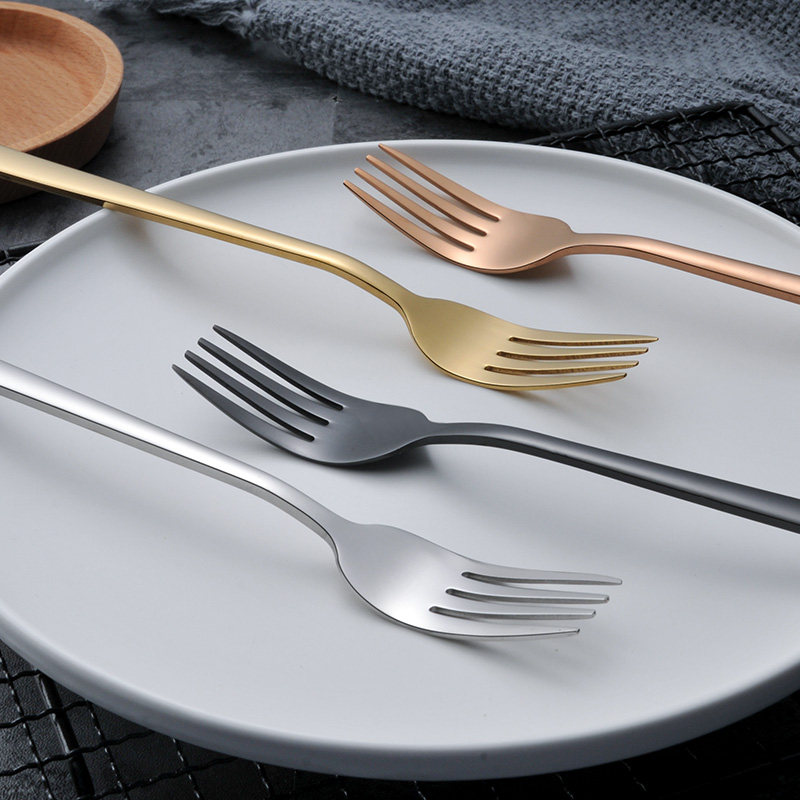 简约欧式304不锈钢叉子西餐主餐叉成人家用水果沙拉牛排叉甜品叉