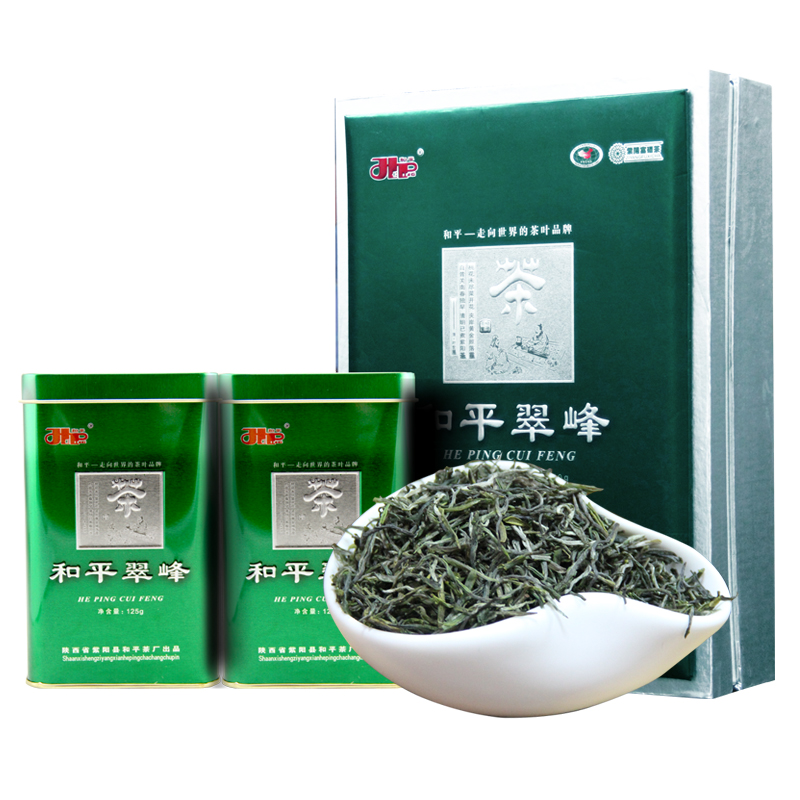 春茶陕青茶和平翠峰二级绿茶礼盒2019新茶陕西特产茶半斤装伴手礼