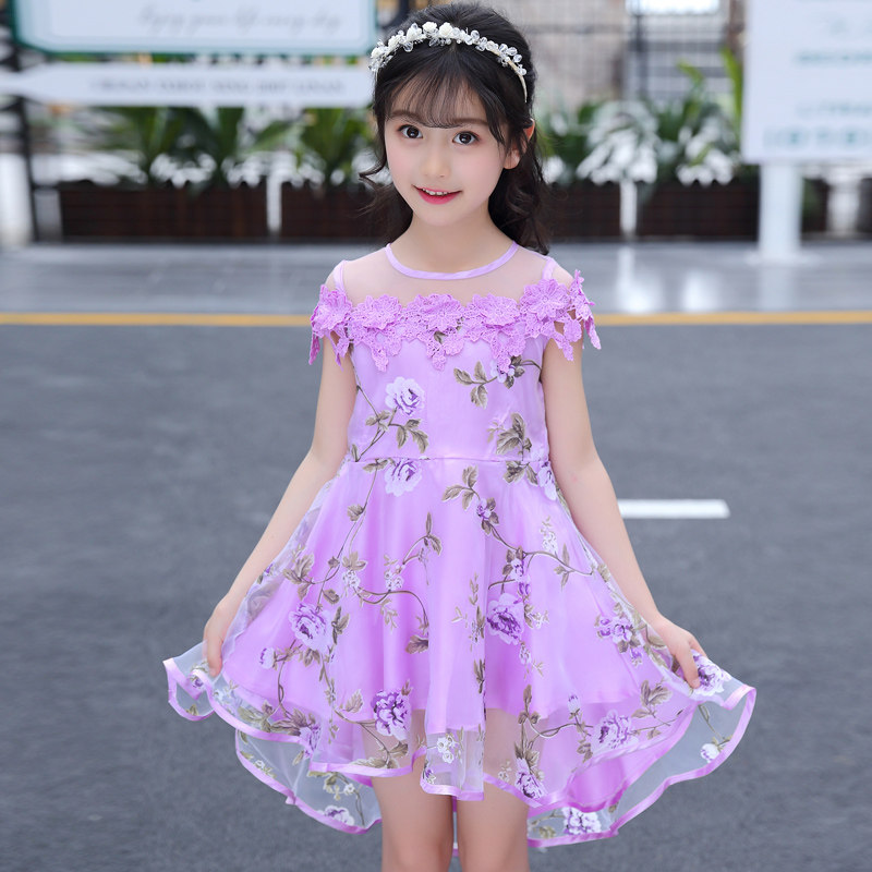 女童舞蹈裙子公主女孩小学生十岁连衣裙夏装中大连衣裙