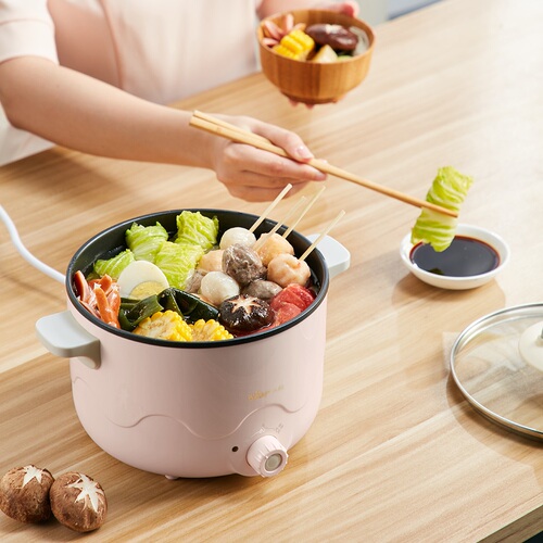 小熊宿舍锅学生锅电锅小型火锅家用多功能电炒菜蒸煮一体锅电煮锅