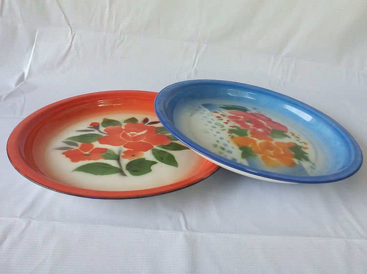 老式怀旧搪瓷茶盘国货大盘鸡菜盘鱼盘婚庆庆红盘