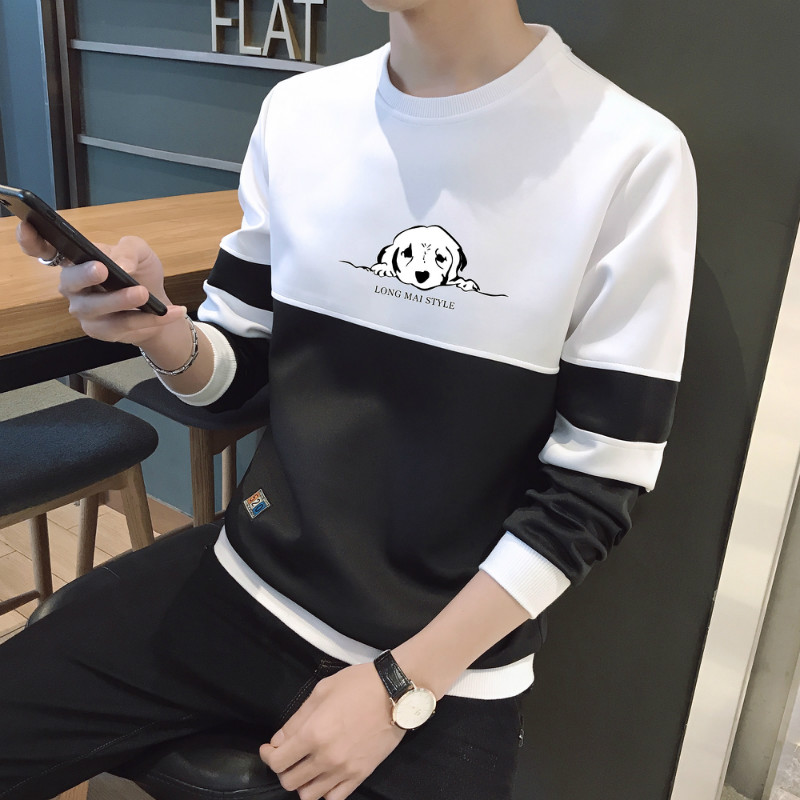 2021秋装新款男士卫衣韩版潮流男宽松春秋季长袖t恤卡通加绒上衣