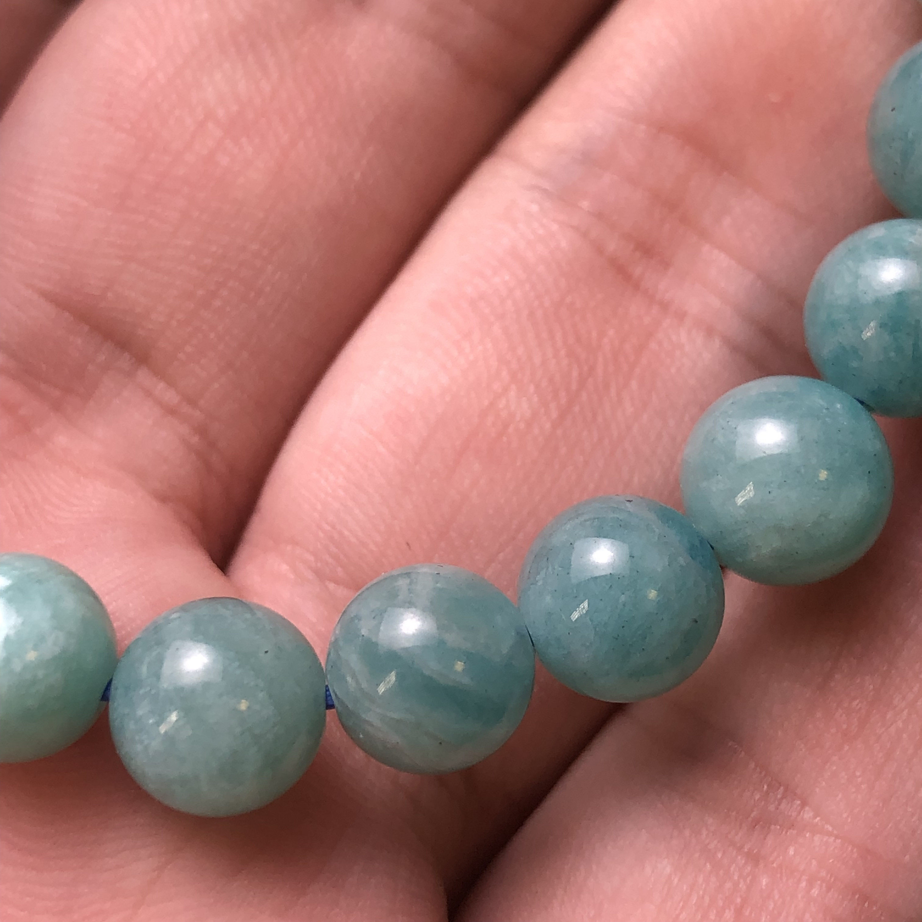 天然优化秘鲁天河石手链蓝绿绿色亚马逊石手串人员手链