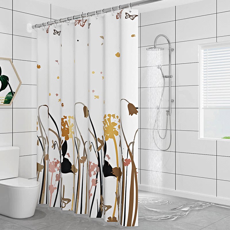 浴帘套装高档加厚防水防霉帘布浴室隔断卫生间浴帘