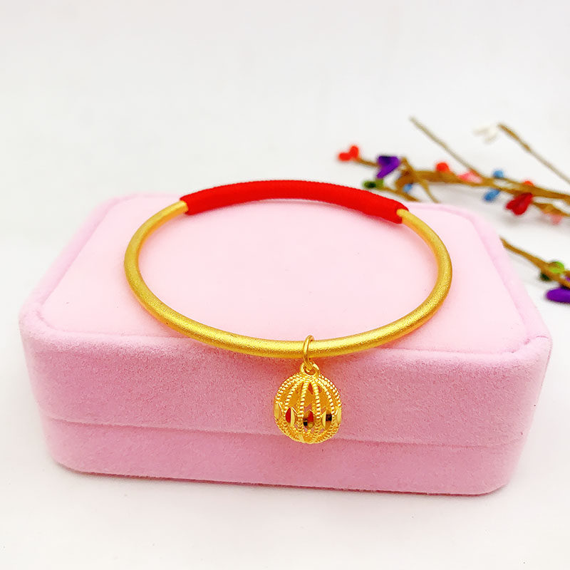 越南南沙金传承手镯女士红绳缠绕乾坤镯子镀金手镯