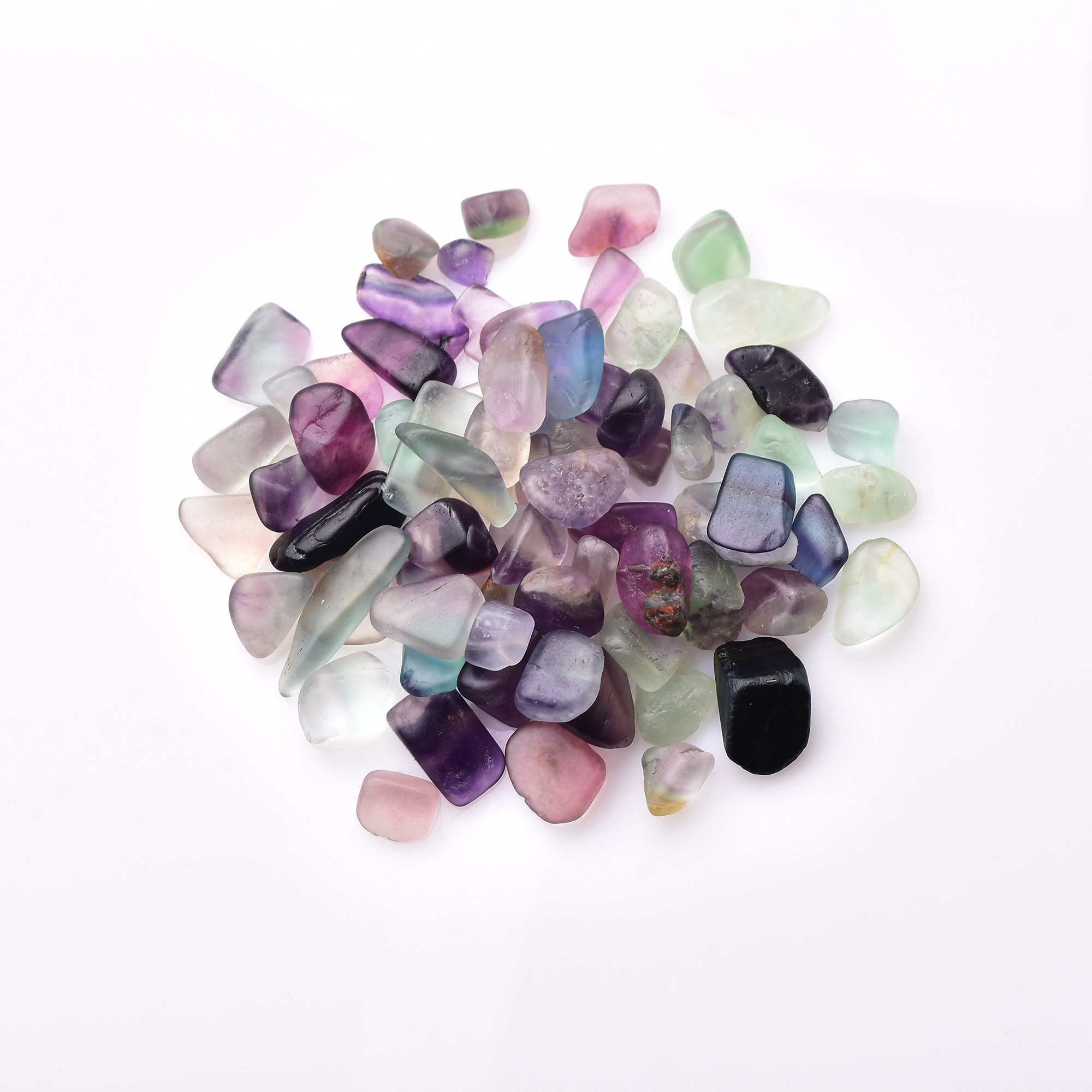 天然彩色萤石水晶石碎石消磁磁石鱼缸花盆装饰摆件