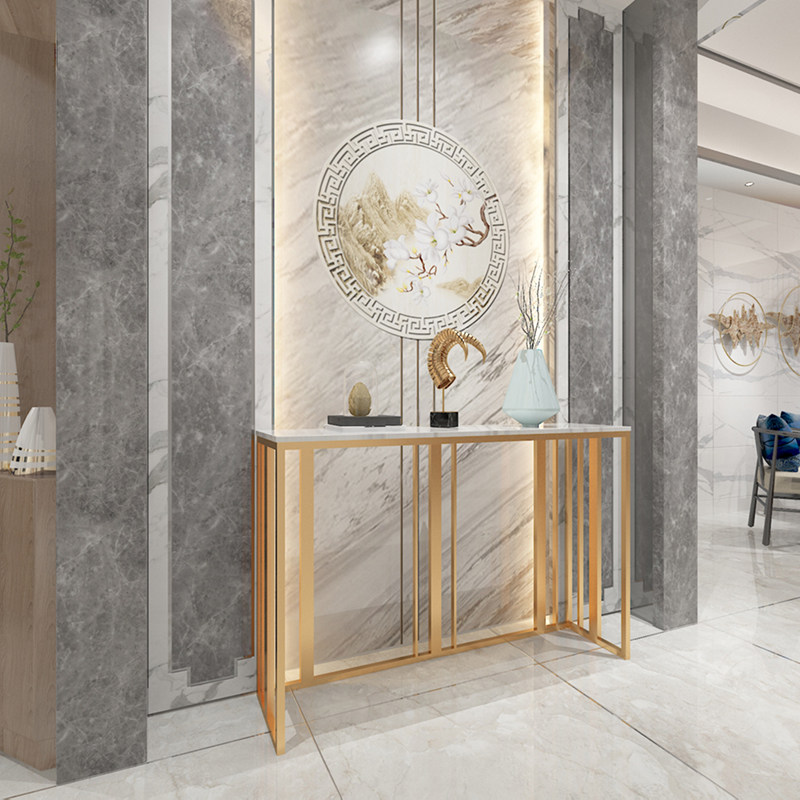 玄关简约现代大理石隔断北欧轻奢装饰酒店入户玄关台