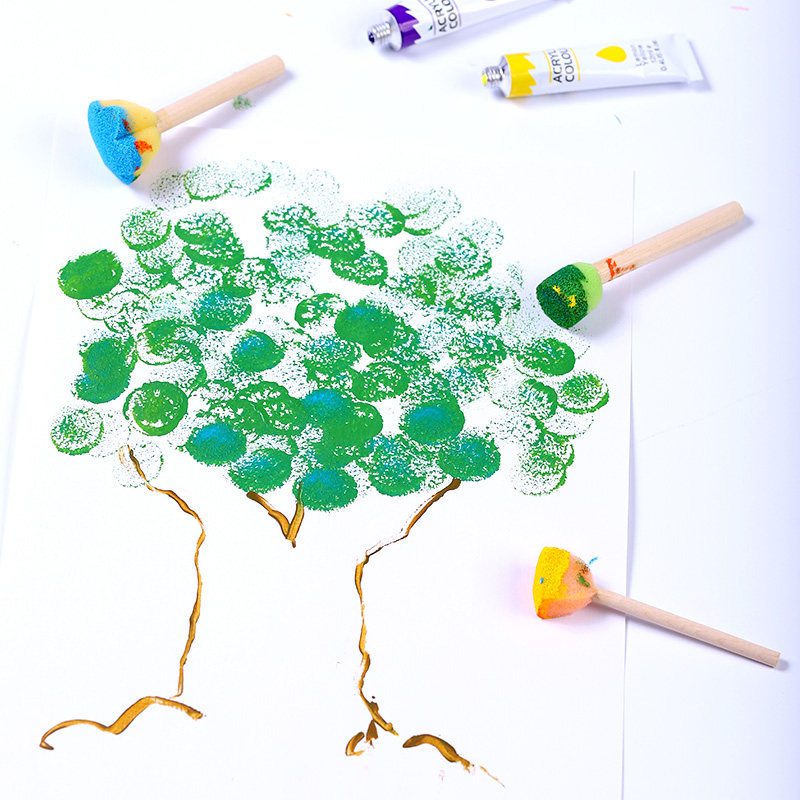 美术早教工具笔画头画蘑菇圆形涂鸦绘画启蒙成品印章