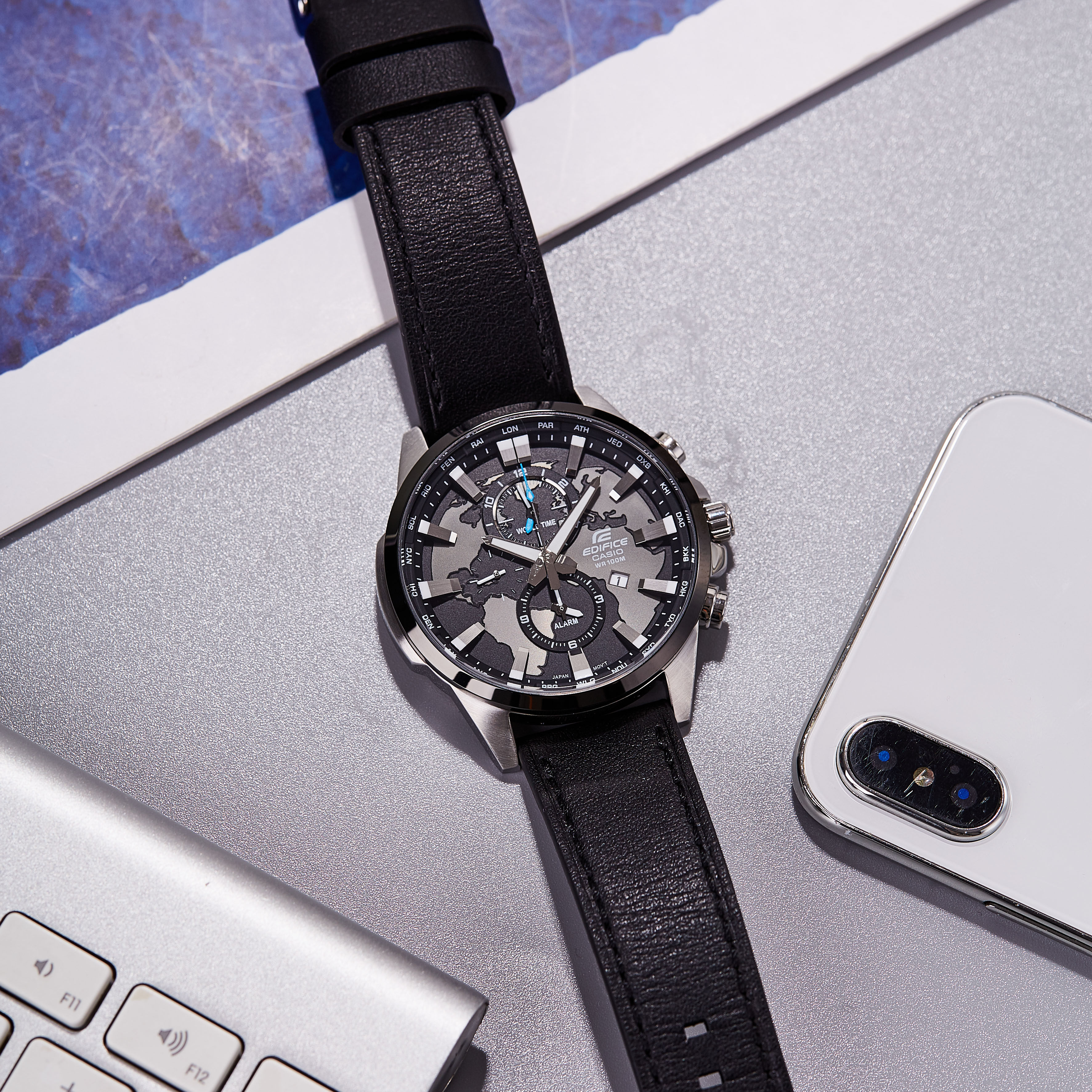 casio卡西欧手表男款edifice防水休闲商务石英表地球日韩腕表