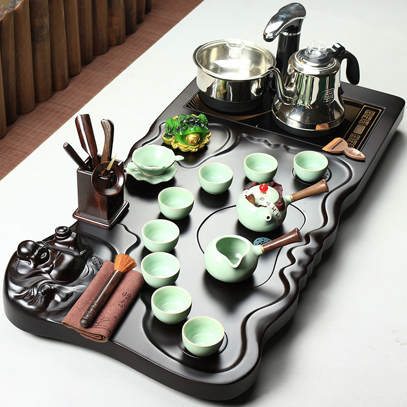 茶具套装家用功夫实木茶盘茶台茶杯整套全自动四合一陶瓷紫砂客厅