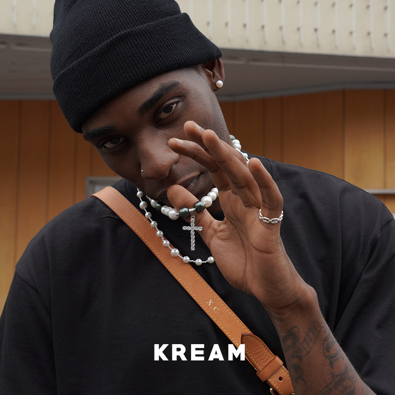 kream原创嘻哈复古双层叠戴贝珠珍珠项链配十字架吊坠 欧美流行