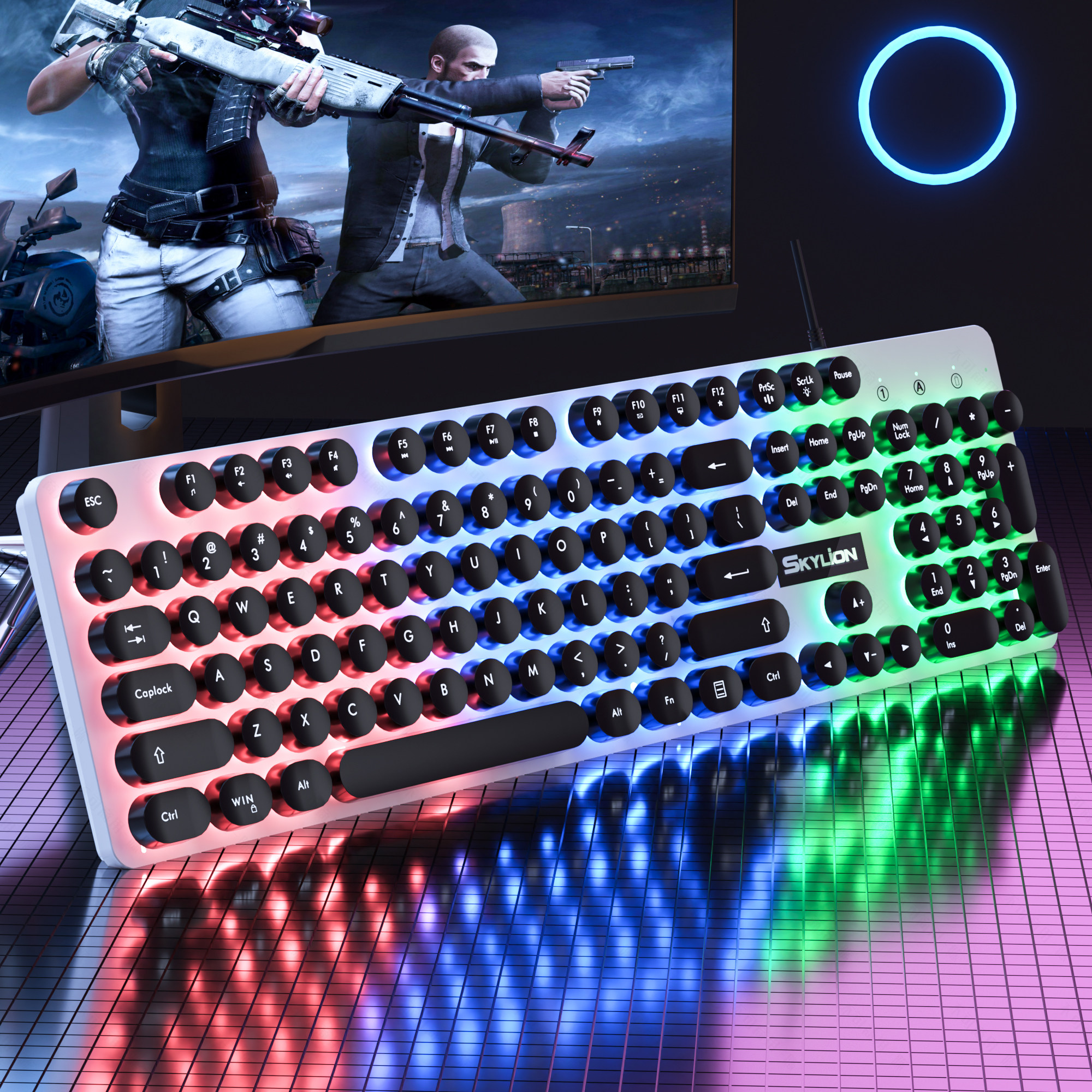 送垫键盘鼠标套装机械机械手手感发光悬浮吃鸡键鼠套装