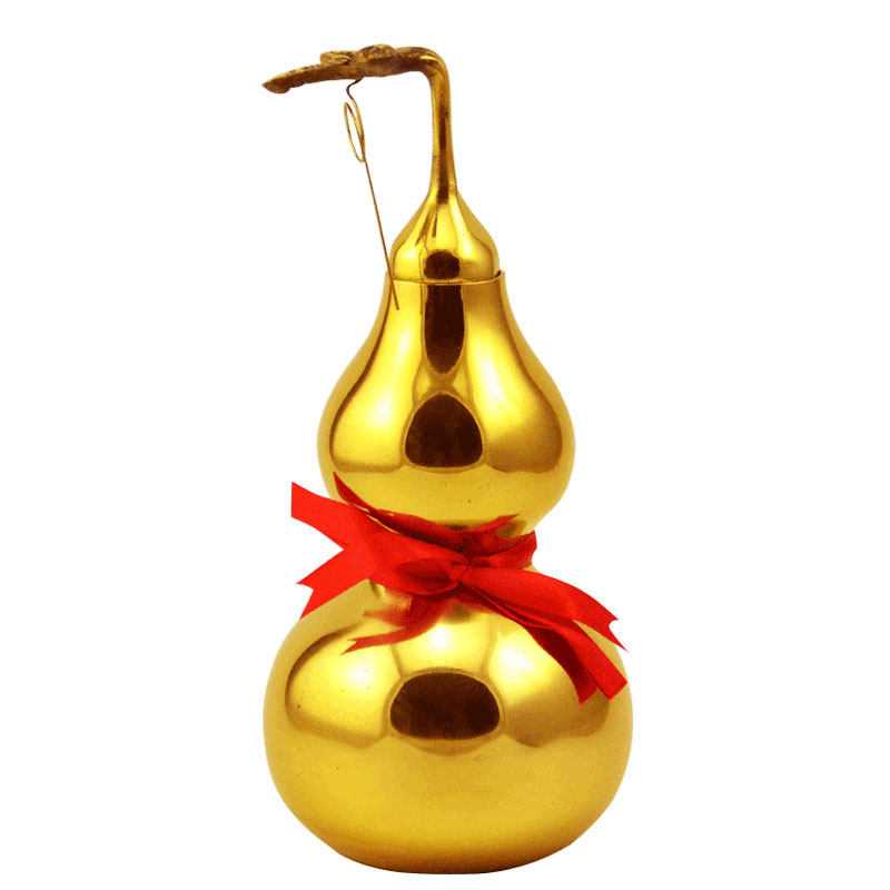 开运铜葫芦风水摆件 客厅装饰品办公室铜八卦五帝钱挂件小号