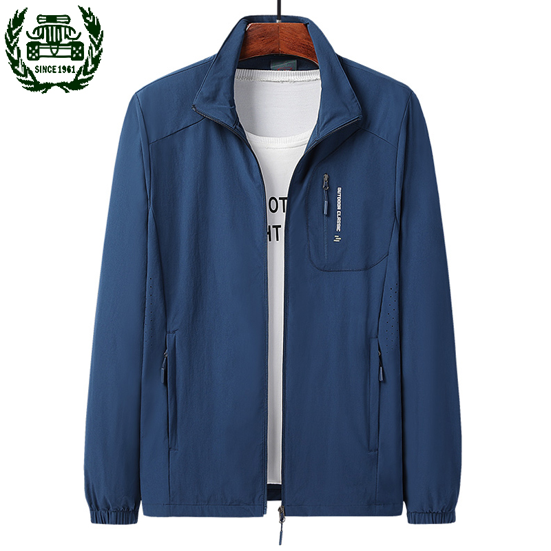 男士夹克春夏季薄款中老年户外登山休闲服女大码运动速干风衣外套