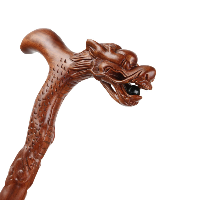 实木拐杖老人龙头拐棍红木雕刻手杖老年防滑登山杖