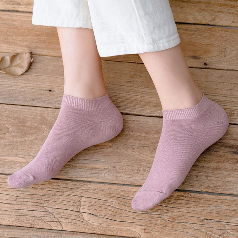 纯色袜子女春秋短袜薄款浅口船纯棉女袜防臭抗菌短袜