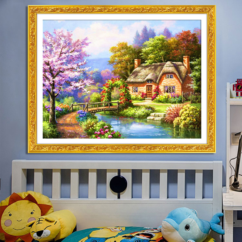 梦幻小屋十字绣满绣新款客厅卧室小幅风景画简约十字绣套件