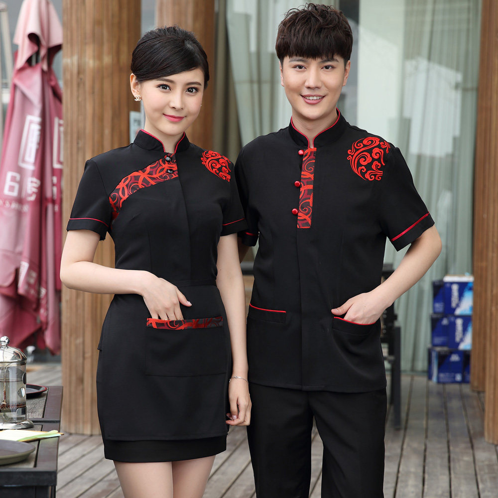 服务员工作服夏装女酒店餐饮火锅饭店服装快餐厅前台制服大码短袖