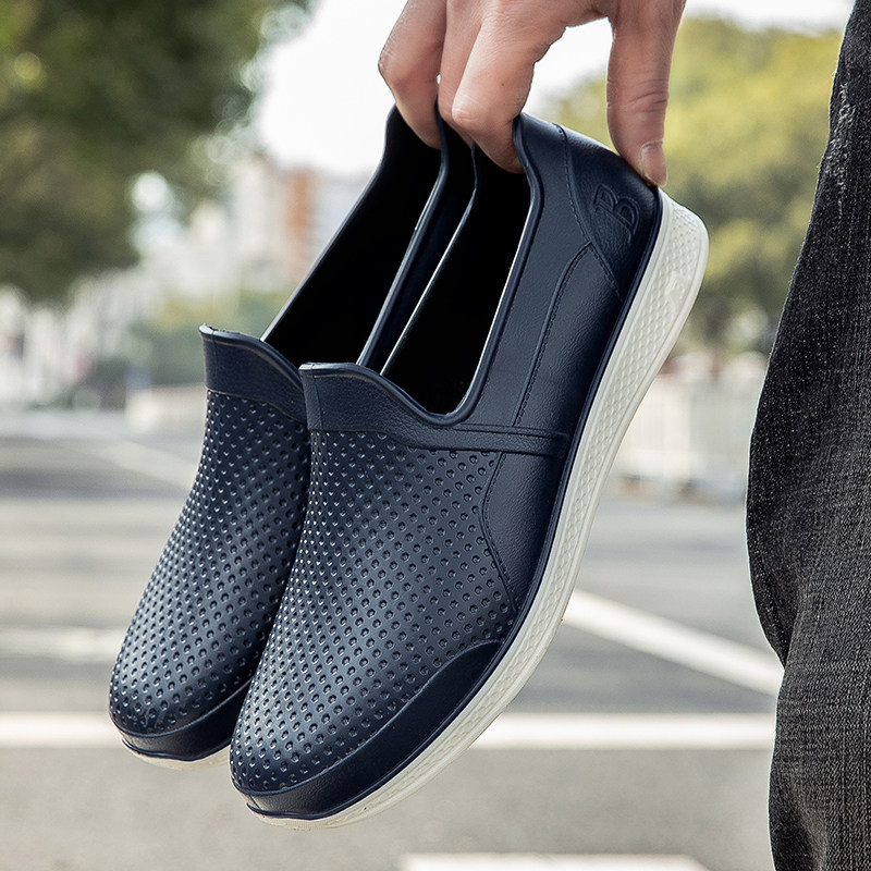 皮鞋式水鞋男开车外穿潮流雨鞋夏浅口耐磨防滑雨鞋