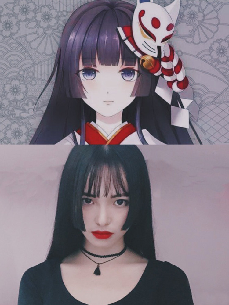 刘海假发二次元姬发发式公主切圆圆脸修脸网红刘海片