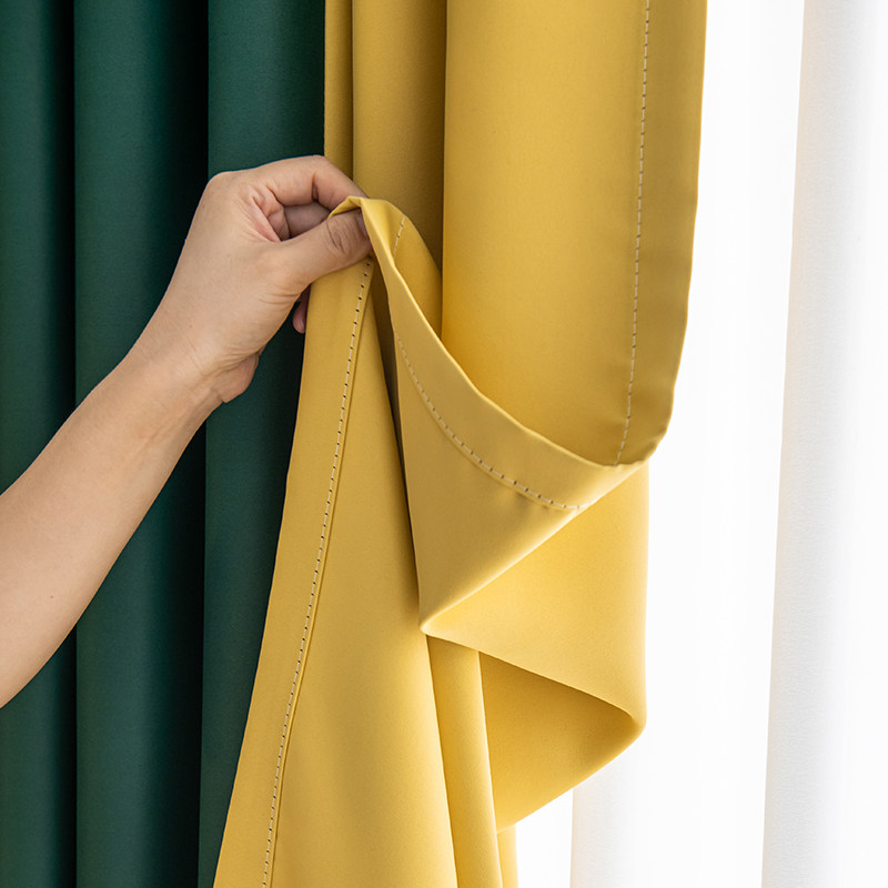 新款全遮阳布窗帘成品北欧简约挡光隔热防晒遮光窗帘布卧室落地窗