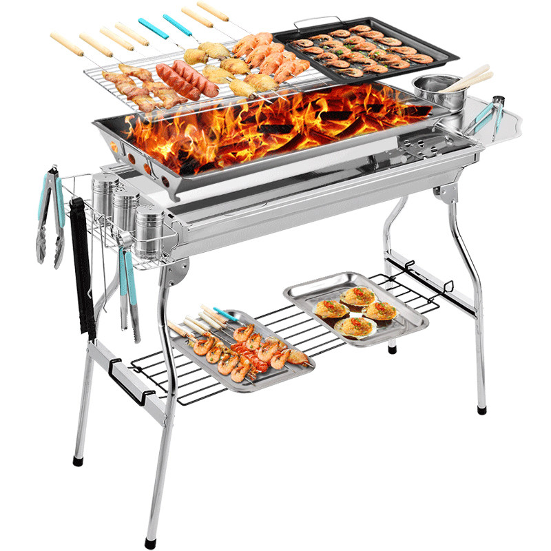 烧烤木炭烤炉大号加厚不锈钢烤架户外烤肉工具烧烤炉