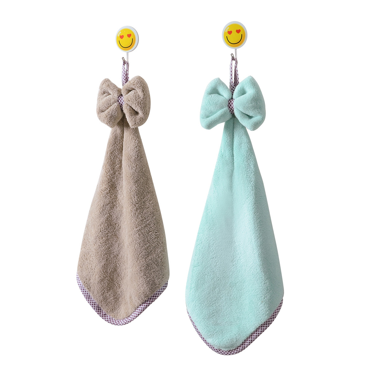 韩国卡通可爱创意珊瑚绒擦手巾厨房挂式超强加厚吸水擦手布毛巾