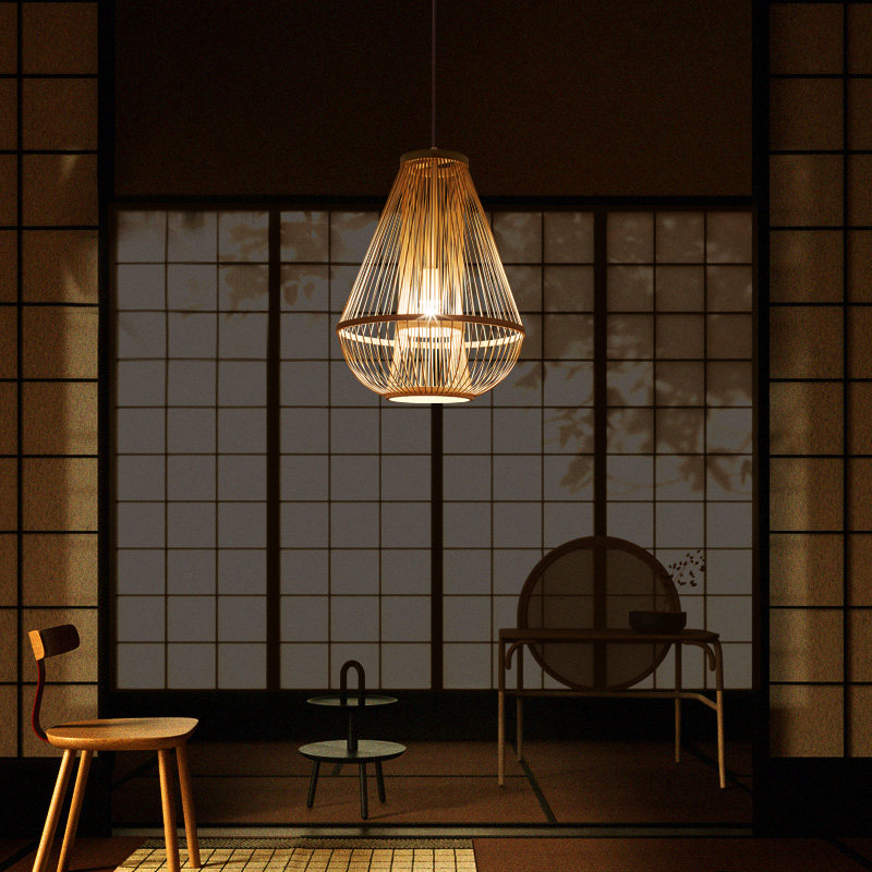 吊灯日式现代简约客厅餐厅卧室禅意竹艺民宿榻榻米客厅吊灯