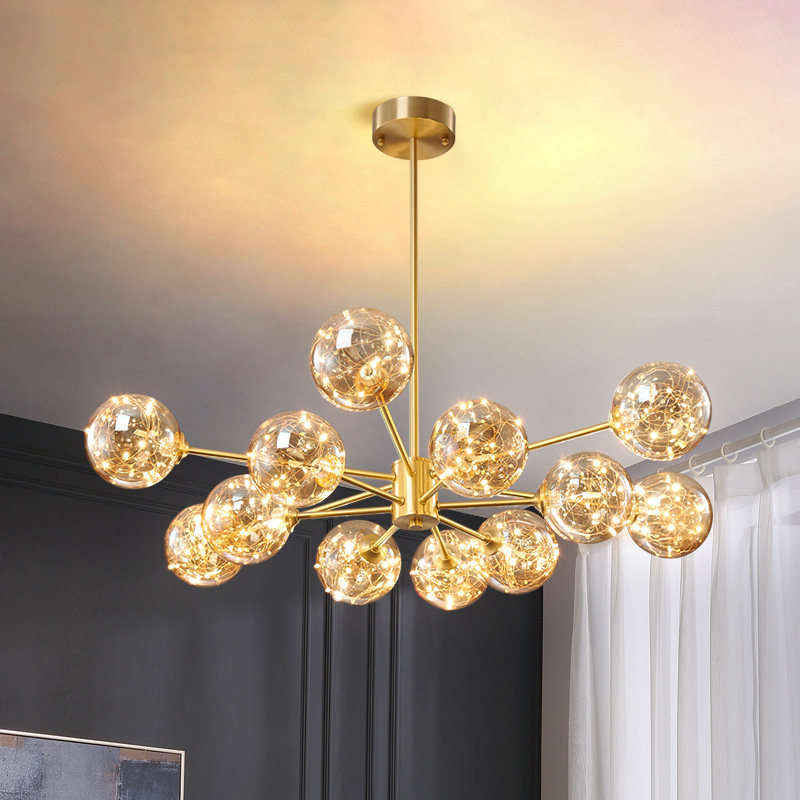 北欧满天星吊灯大气轻奢全铜客厅灯圆球形网红客厅吊灯
