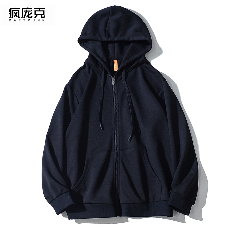 春秋新款开衫连帽卫衣男女潮牌ins港风秋季情侣宽松潮流纯色外套