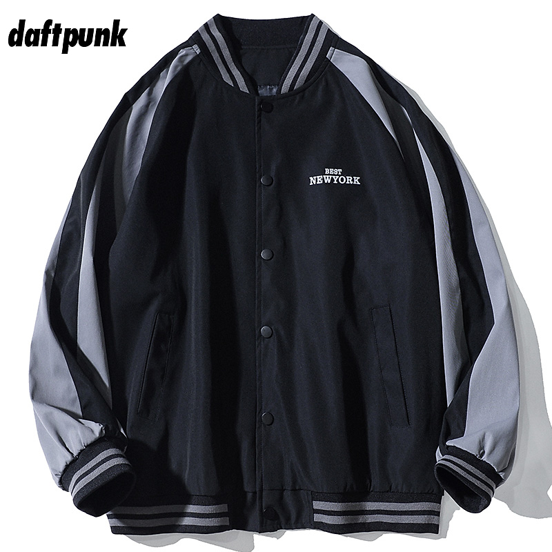 高街潮牌印花棒球服宽松情侣同款上衣拼接外套男女秋季休闲夹克潮