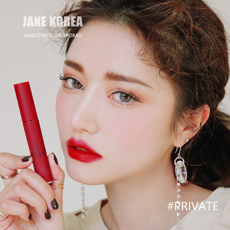 现货韩国3ce秋冬唇釉不脱色雾面丝绒哑光唇彩南瓜色苹果红/姨妈红