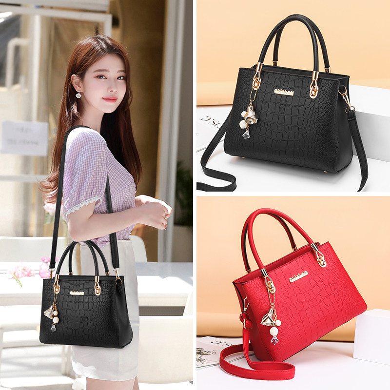 大气鳄鱼女士手提包时尚简约中年妈妈手拎女包包百搭通用款女包